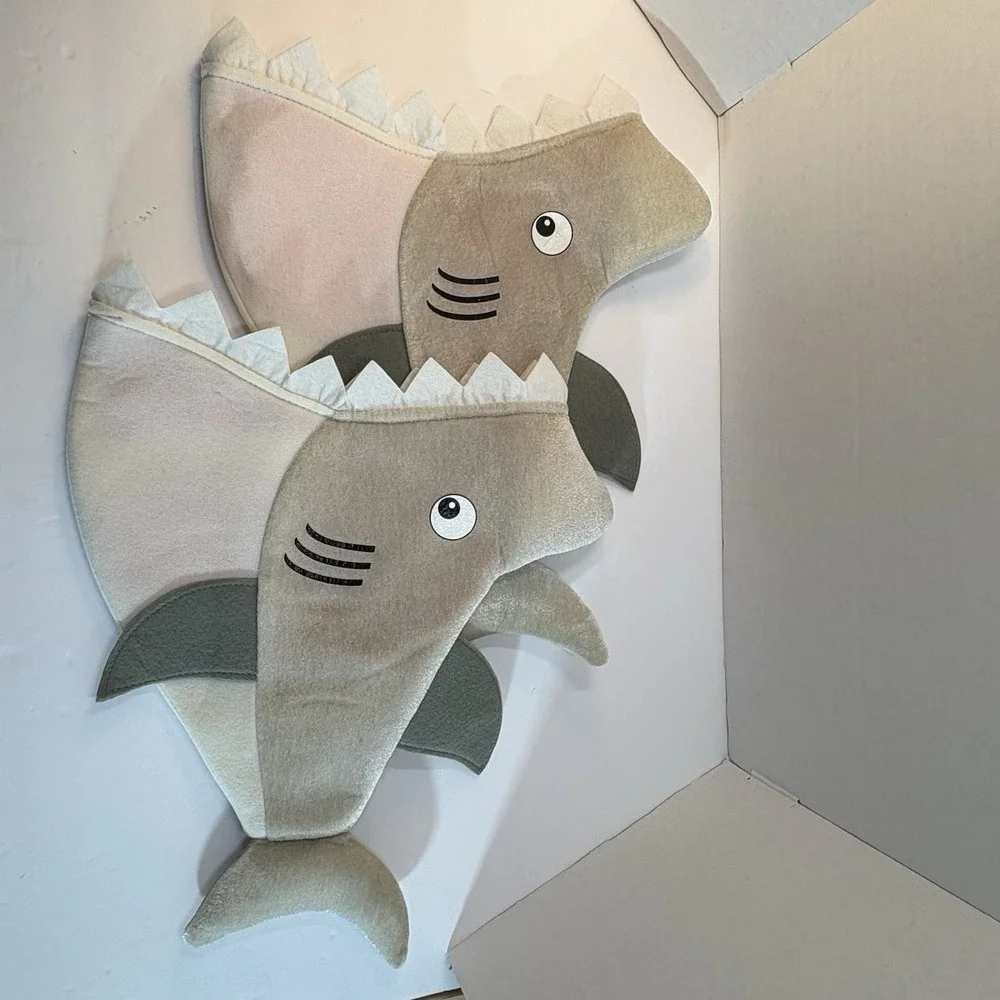 Set of 2 Shark Hats 16in Gray White Polyester Halloween Costume Target